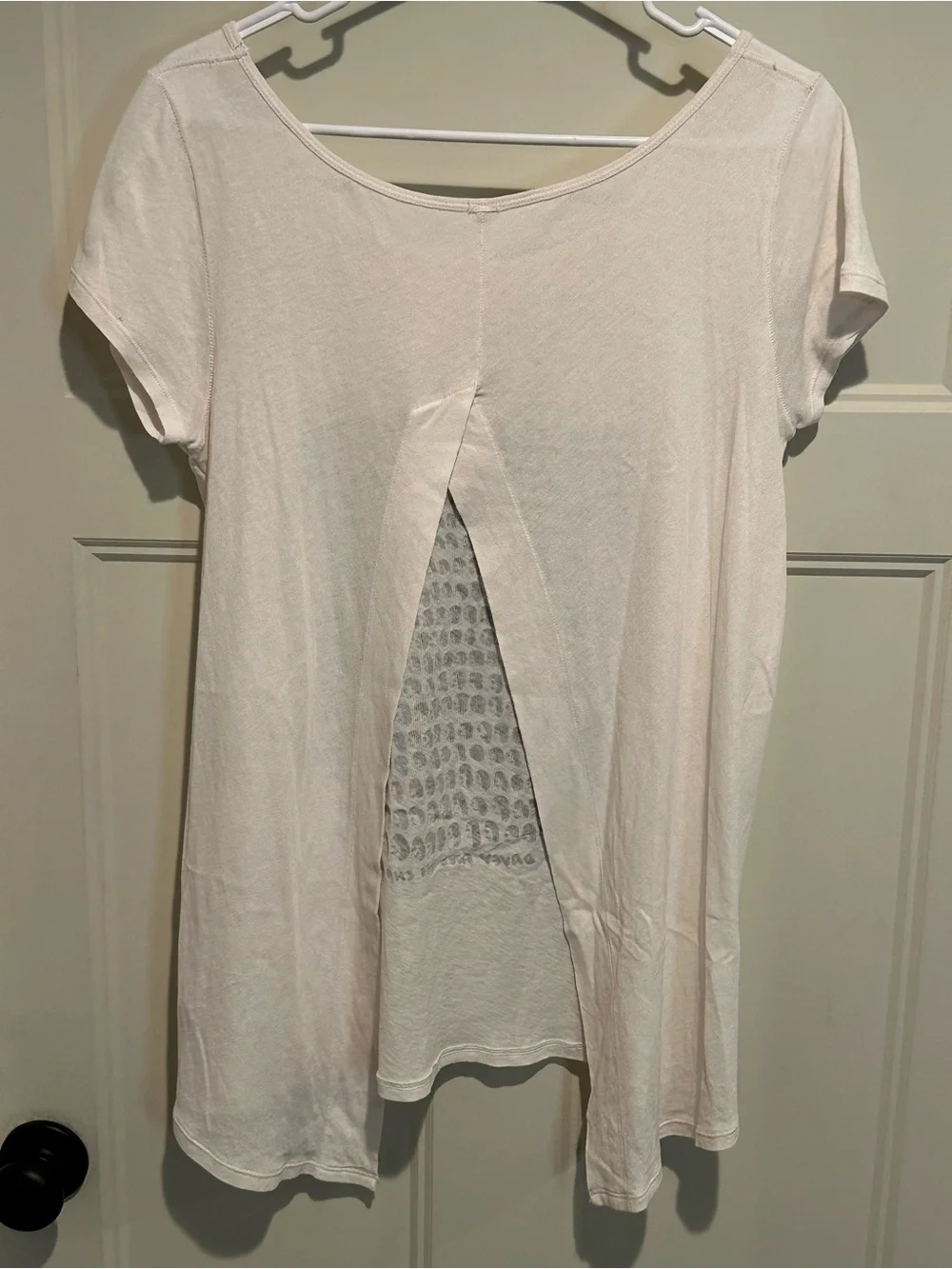 Free People Women's White Graphic Open Back Top - Small